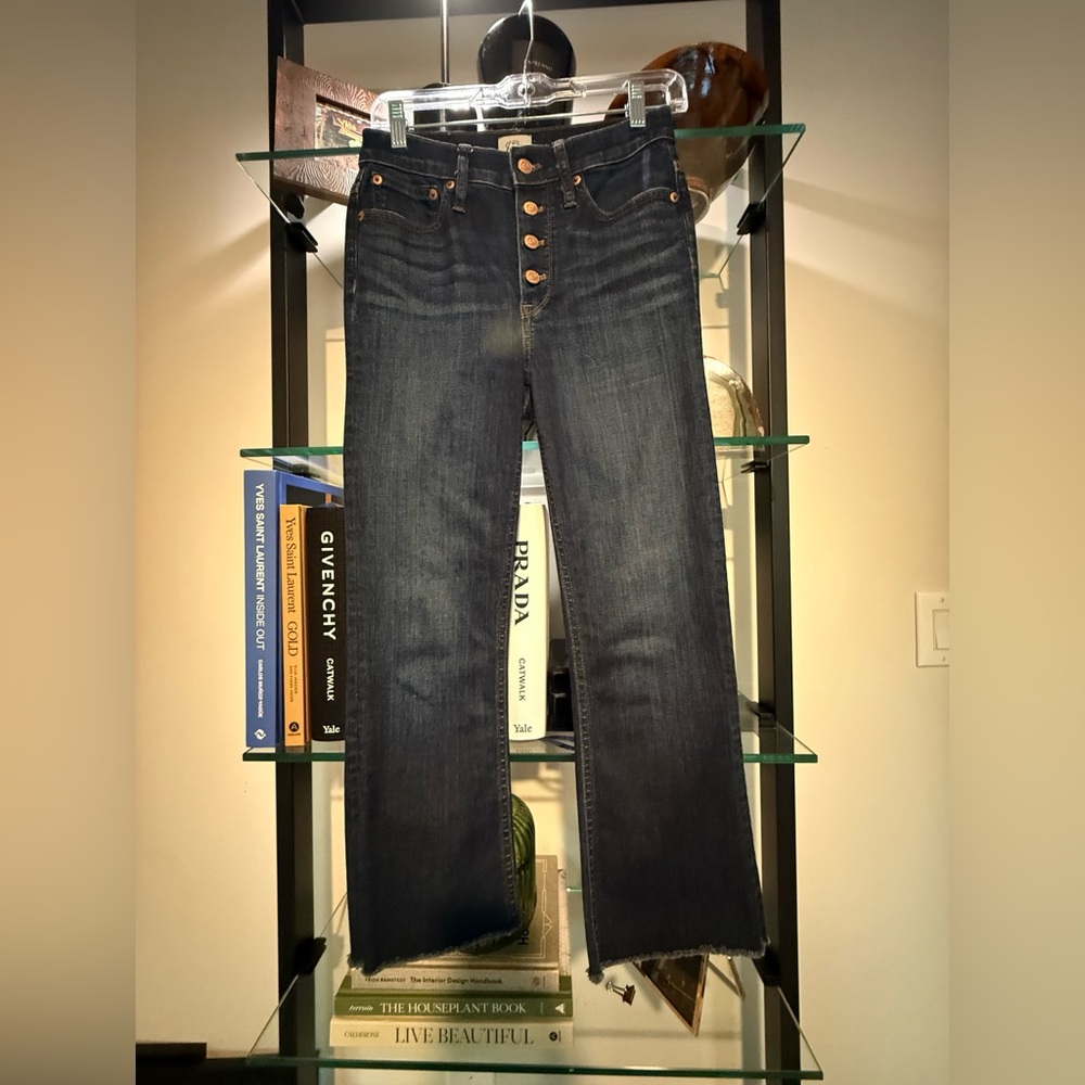 J. Crew Indigo Straight cropped high waist button fly Jeans P010